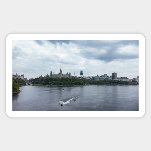 Boating on the Ottawa river Sticker by josefpittner